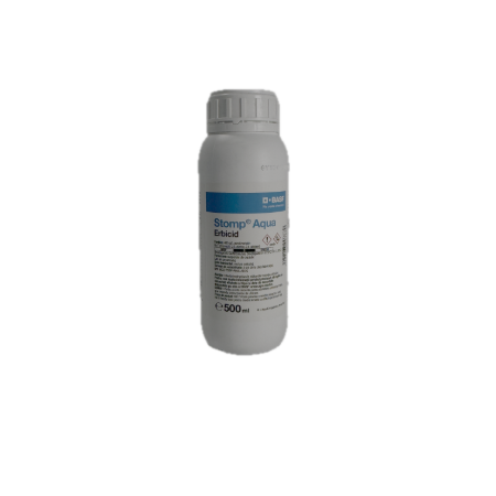 Stomp Aqua 500 ml, erbicid preemergent selectiv, BASF, combate buruienile monocotiledonate anuale si unele dicotiledonate anuale in culturile de porumb, floarea soarelui, grau, ceapa, vita de vie, pomi fructiferi, tomate, orz, cartof